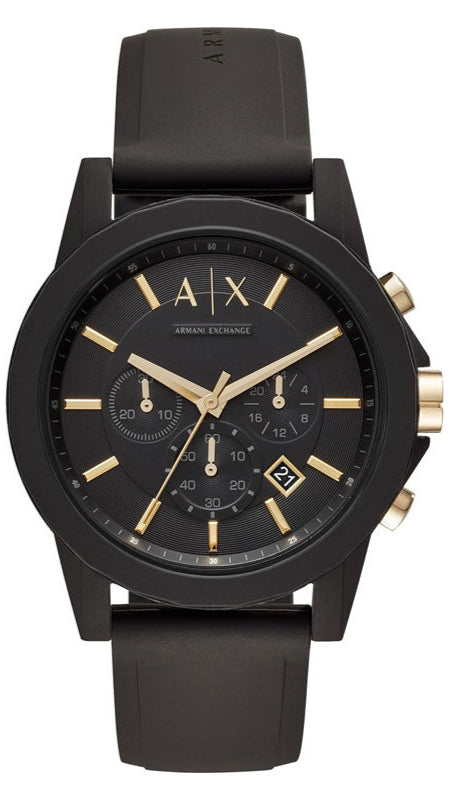 Armani Exchange Outerbanks AX7105 Men's Chronograph Watch – Black Dial with Black Stainless Steel Strap