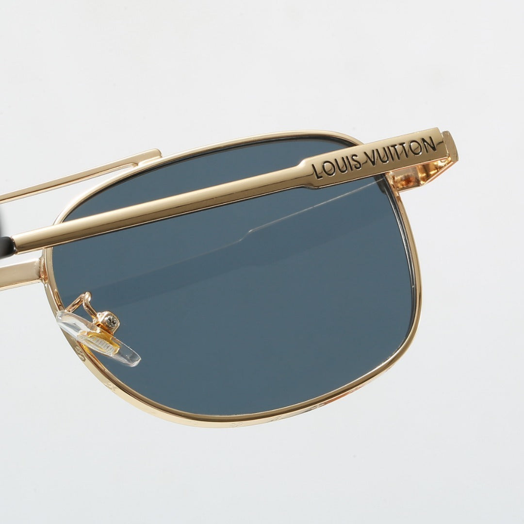 Louis vuitton Metal Double Bridge Square Sunglasses with Monogram Temples  9062 Square