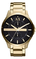 Armani Exchange Hampton AX2122 Men's Chronograph Watch – Black Dial with Gold Stainless Steel Strap