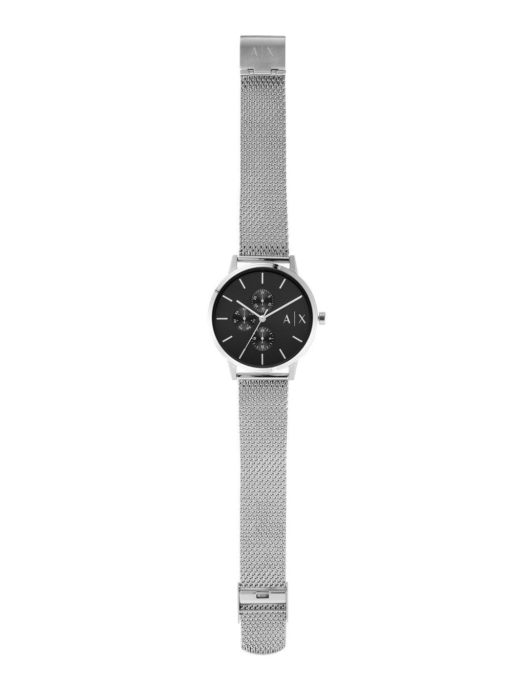 Armani Exchange Cayde AX2714 Men's Chronograph – Black Dial with Silver Mesh Stainless Steel Strap