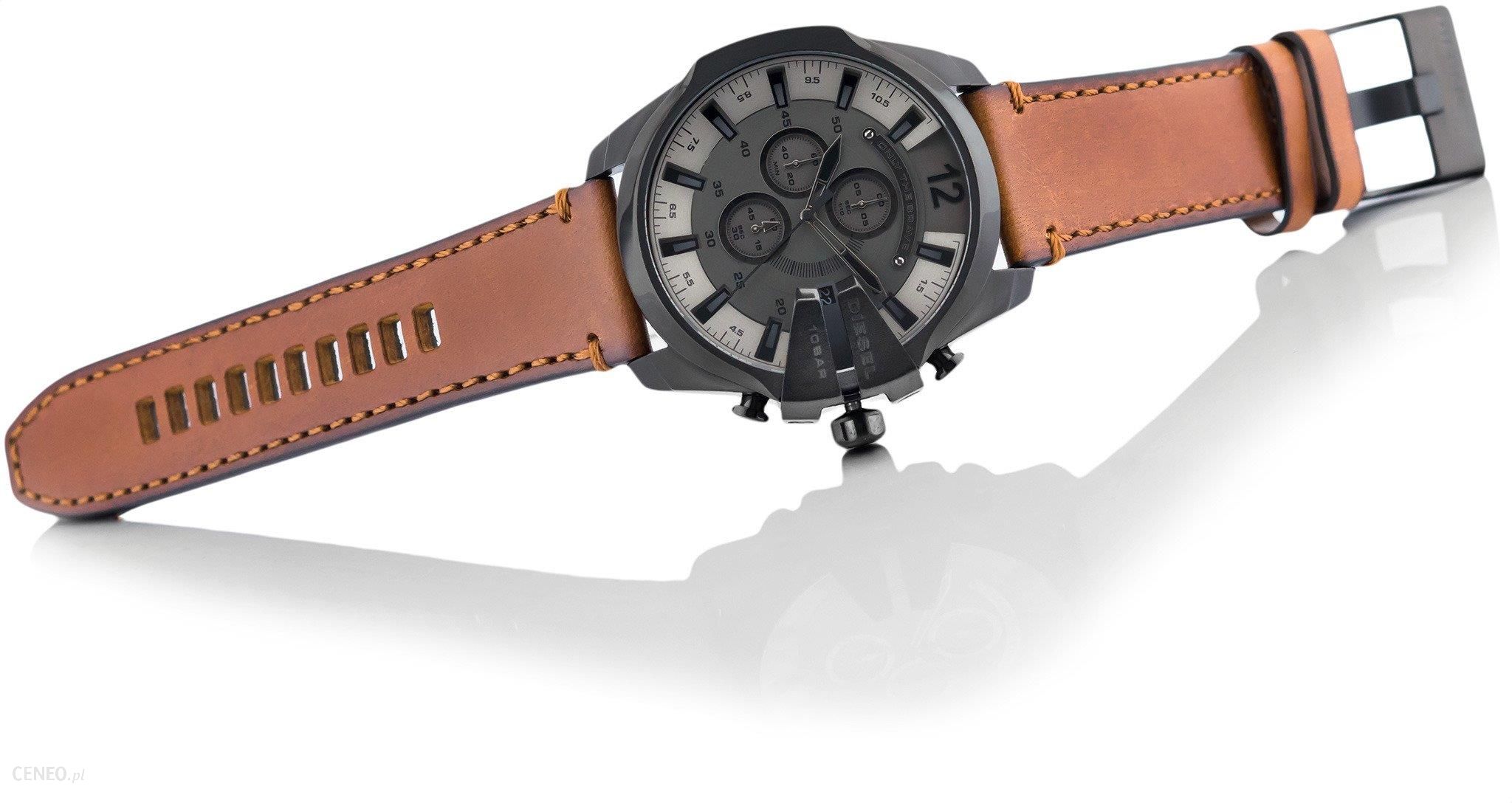 Diesel DZ4463 Mega Chief Chronograph Men's Watch – Grey Dial & Brown Leather Strap