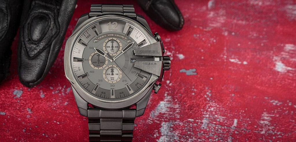 Diesel DZ4282 Mega Chief Chronograph Men's Watch – Grey Dial & Grey Stainless Steel Strap