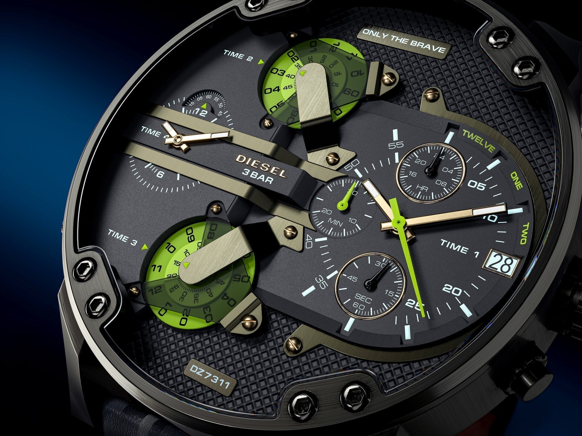 Diesel DZ7311 Big Daddy Chronograph Men's Watch – Black Dial & Black Leather Strap
